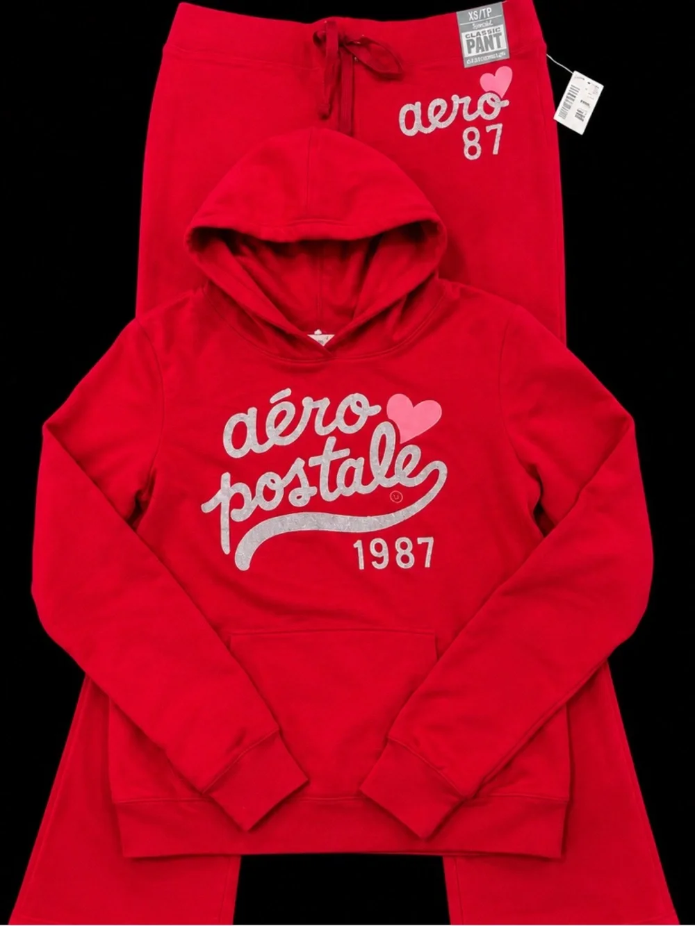 Aéropostale 1987 Matching Red Hoodie & Sweatpants Set Tags (BNWT)